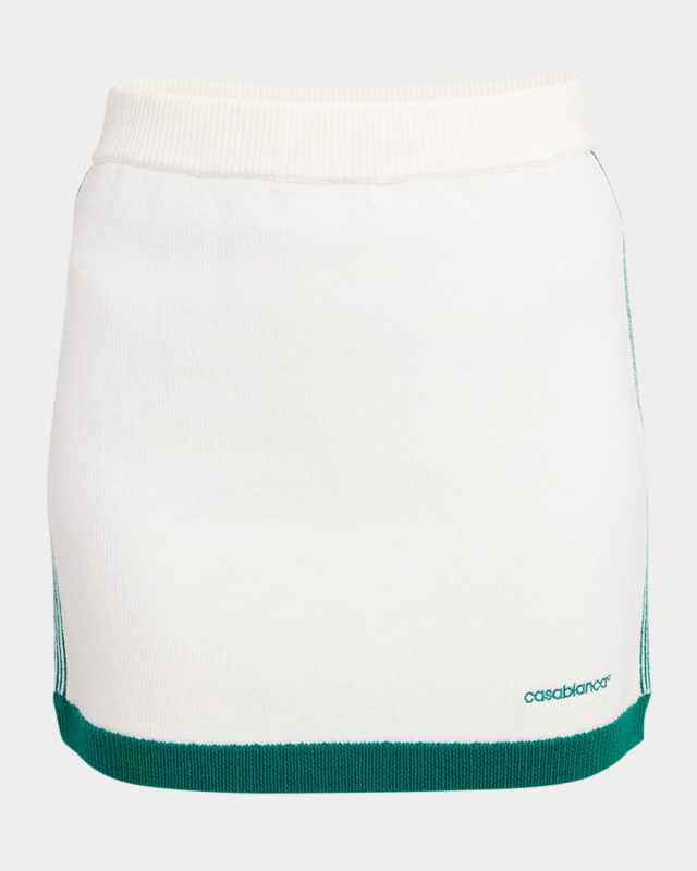 Side-Stripe Knit Mini Tennis Skirt